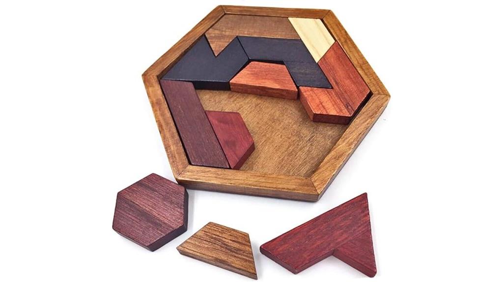 wooden hexagon tangram puzzle