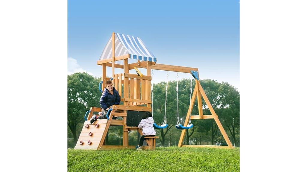 wooden kids swing set